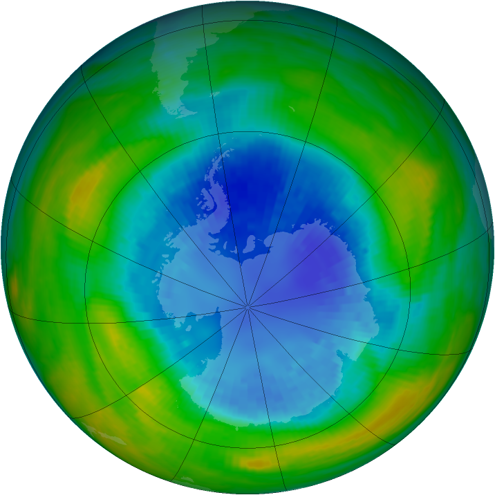 Antarctic ozone map for 05 September 1985